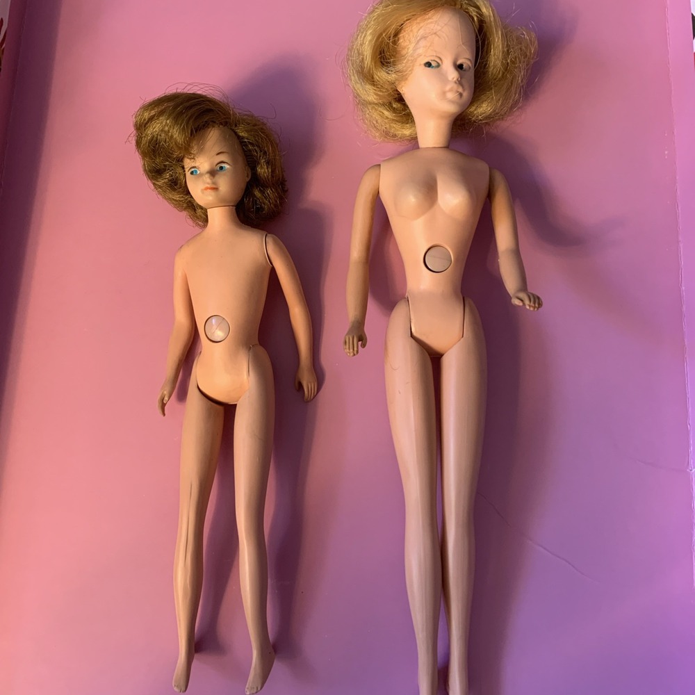 Vintage barbie American Character Mary MakeUp Grow Hair Doll & TOOTS CRICKET